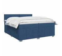 vidaXL Letto box spring con materasso Blu 200 x 200 cm Tessuto