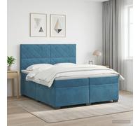 vidaXL Letto a molle, con materasso con testiera, blu, 200 x 200 cm, in velluto, per camera da letto, design moderno, in velluto, testiera regolabile, materasso a rigidità media, per un sonno