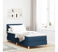 vidaXL Letto box spring con materasso Blu 80 x 200 cm Tessuto