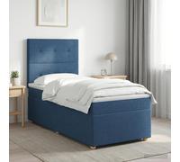 vidaXL Letto box spring con materasso Blu 90 x 190 cm Tessuto