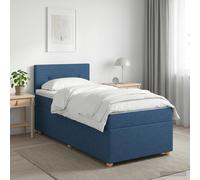 vidaXL Letto box spring con materasso Blu 90 x 190 cm Tessuto
