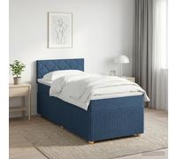 vidaXL Letto box spring con materasso Blu 90 x 190 cm Tessuto