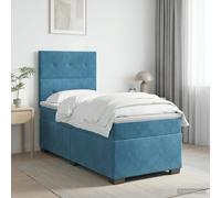 Letto box spring con materasso Blu 90 x 190 cm Velluto
