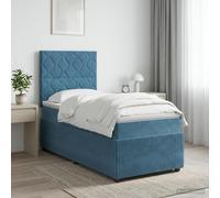 vidaXL Letto box spring con materasso Blu 90 x 190 cm Velluto