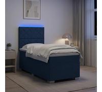vidaXL Letto box spring con materasso Blu 90 x 200 cm Tessuto