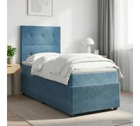 vidaXL Letto box spring con materasso Blu 90 x 200 cm Velluto