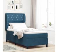 vidaXL Letto Box Spring con Materasso Blu Scuro 100 x 200 cm in Velluto. Ha un sistema a molle singolo e una copertura rimovibile con zip. Perfetto per arredare una camera da letto moderna e rendere
