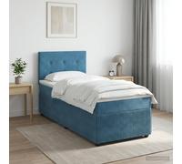 vidaXL Letto box spring con materasso Blu Scuro 100 x 200 cm Velluto