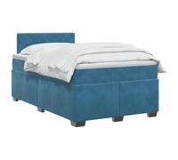 vidaXL Letto box spring con materasso Blu Scuro 120 x 200 cm Velluto, Camera moderna, struttura letto stilosa, testiera regolabile, materasso di medio rigore, rivestimento in velluto
