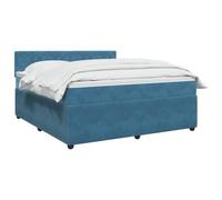 vidaXL Letto box spring con materasso Blu Scuro 160 x 200 cm Velluto