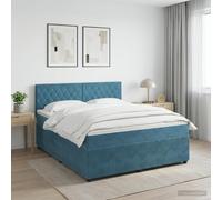 vidaXL Letto box spring con materasso Blu Scuro 160 x 200 cm Velluto