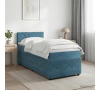 Letto box spring con materasso Blu Scuro 80 x 200 cm Velluto