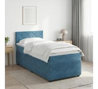 vidaXL Letto box spring con materasso Blu Scuro 90 x 190 cm Velluto