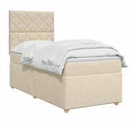 vidaXL Letto box spring con materasso Crema 100 x 200 cm Tessuto | Offre un supporto perfettamente bilanciato, adattabile all'altezza desiderata, illuminazione USB pratica e a risparmio