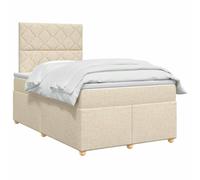 vidaXL Letto box spring con materasso Crema 120 x 190 cm Tessuto | Offre un supporto perfettamente bilanciato, adattabile all'altezza desiderata, illuminazione USB pratica e a risparmio