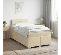 vidaXL Letto boxspring con materasso color crema, 120 x 200 cm, tessuto, camera da letto, letto box primavera moderno, superficie del sonno, testa regolabile, telaio funzionale, supporto materasso