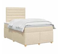 vidaXL Letto box spring con materasso Crema 120 x 200 cm Tessuto | Offre un supporto perfettamente bilanciato, adattabile all'altezza desiderata, illuminazione USB pratica e a risparmio