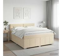 vidaXL Letto box spring con materasso Crema 140 x 190 cm Tessuto