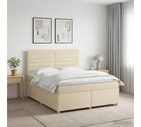 vidaXL Letto box spring con materasso Crema 140 x 190 cm Tessuto