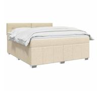 vidaXL Letto box spring con materasso Crema 140 x 190 cm Tessuto