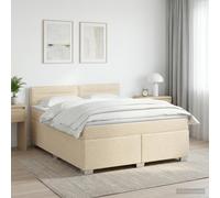 vidaXL Letto box spring con materasso Crema 140 x 190 cm Tessuto