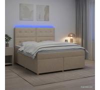 vidaXL Letto box spring con materasso Crema 160 x 200 cm Tessuto