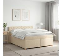 vidaXL Letto box spring con materasso Crema 160 x 200 cm Tessuto