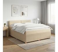 vidaXL Letto box spring con materasso Crema 160 x 200 cm Tessuto
