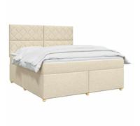 vidaXL Letto box spring con materasso Crema 160 x 200 cm Tessuto | Offre un supporto perfettamente bilanciato, adattabile all'altezza desiderata, illuminazione USB pratica e a risparmio