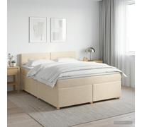 vidaXL Letto a molle con materasso color crema, 180 x 200 cm, in tessuto, per camera da letto, moderno, con testiera regolabile, materasso a media rigidità, mobili comodi per un sonno tranquillo