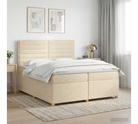 vidaXL Letto box spring con materasso Crema 200 x 200 cm Tessuto