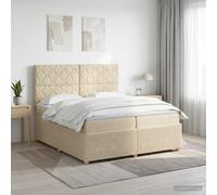 vidaXL Letto box spring con materasso Crema 200 x 200 cm Tessuto