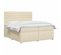 vidaXL Letto box spring con materasso Crema 200 x 200 cm Tessuto | Altezza personalizzata per un comfort su misura. Resistente e durevole per un uso prolungato