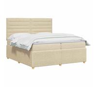 vidaXL Letto box spring con materasso Crema 200 x 200 cm Tessuto | Regola facilmente l'altezza del tuo letto. Mantieni tutto fresco con rivestimenti rimovibili