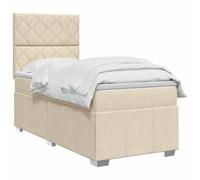 vidaXL Letto box spring con materasso Crema 80 x 200 cm Tessuto