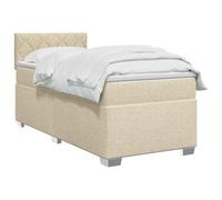 vidaXL Letto box spring con materasso Crema 80 x 200 cm Tessuto, Camera, Letto a Molle Moderno, Superficie Confortevole, Testiera Regolabile, Telaio Pratico, Supporto Per Materasso