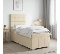 vidaXL Letto a molle con materasso con testiera, 90 x 190 cm, in tessuto, per camera da letto, moderno letto a molle, schiuma regolabile, comoda soluzione per dormire, materasso isolante dai movimenti