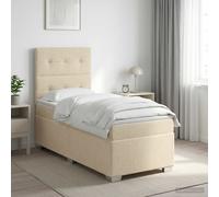 vidaXL Letto box spring con materasso Crema 90 x 190 cm Tessuto