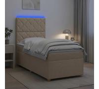 vidaXL Letto box spring con materasso Crema 90 x 190 cm Tessuto