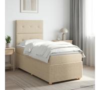 vidaXL Letto box spring con materasso Crema 90 x 190 cm Tessuto