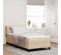 vidaXL Letto box spring con materasso Crema 90 x 190 cm Tessuto