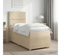 vidaXL Letto box spring con materasso Crema 90 x 200 cm Tessuto