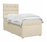 Letto box spring con materasso Crema 90 x 200 cm Tessuto