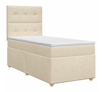 vidaXL Letto box spring con materasso Crema 90 x 200 cm Tessuto