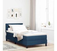 vidaXL Letto Box Spring con Materasso e LED Blu 90x190 cm Tessuto
