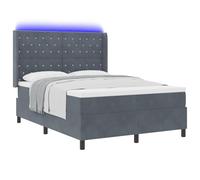 vidaXL Letto Box Spring con Materasso e LED Grigio Scuro 160x200 cm VellutoLetti moderni
