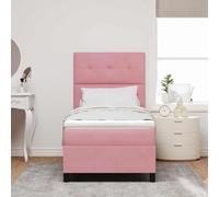 vidaXL Letto Box Spring con Materasso e LED Rosa 80x200 cm Velluto