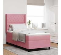 vidaXL Letto Box Spring con Materasso e LED Rosa 90x200 cm Velluto