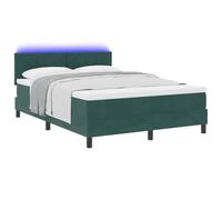 vidaXL Letto Box Spring con Materasso e LED Verde Scuro 160x200 cm Velluto