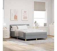 vidaXL Letto Box Spring con Materasso e Luce LED Grigio Chiaro 140x190 cm Tessuto